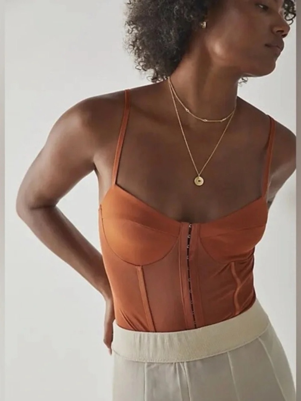 Intimately Free People Night Rhythm Bodysuit in Rust Orange, Size S